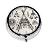 Feather Head Band Teepee Tent Pill Box 3 Compartment Round Portable Pill Case for Pocket or Purse Pill Holder Weekly Pill Organizer Decorative Metal Medicine Vitamin Organizer Travel Gift view 2
