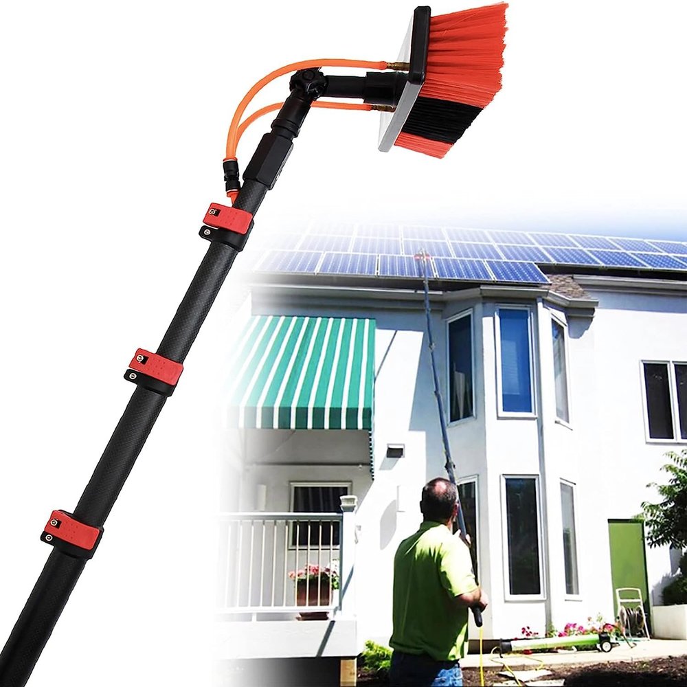 3.6-11m Telescopic Brush Water Fed Telescopic Brush Water Fed Pole Kit Window Cleaning Pole Extendable Cleaner Conservatory Roof for Photovoltaic Panel Cleaning Trucks Windows
