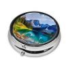 Lake Mountain Landscape Pill Box 3 Compartment Round Portable Pill Case for Pocket or Purse Pill Holder Weekly Pill Organizer Decorative Metal Medicine Vitamin Organizer Travel Gift view 3