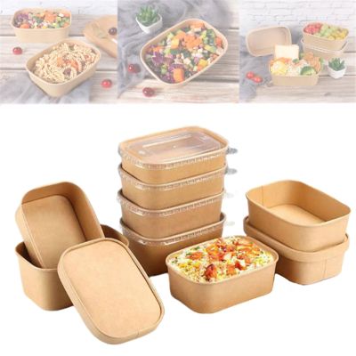 30Pcs Brown Meal Prep Containers With Lids, Rectangle Food Containers, Food Meal Prep Containers, Party Supplies Treat Bowls (30Pcs,25oz)
