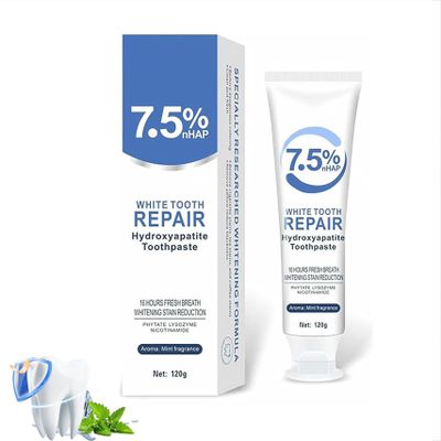 7.5% Hydroxyapatite Toothpaste for Advanced Enamel Protection, Hydroxyapatite Fluoride-Free Toothpaste Formula for Sensitive Teeth, Gentle Mint, Fresh Breath,Daily Use for Oral Health 4.23oz