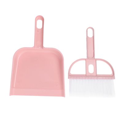 FLEXMAN Small Broom and Dustpan Set, Multifunctional Broom Dustpan Brush Small Dust Pan, Hand Broom and Dustpan Set for Desk, Table, Home, Kitchen Necessities (Pink)