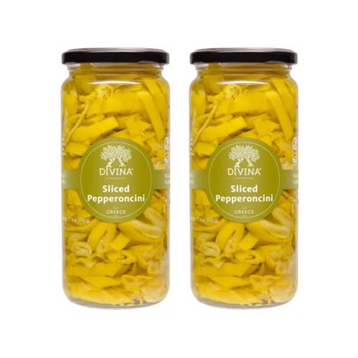 DIVINA Sliced Pepperoncini, 15.5 ounce, (2-Pack)