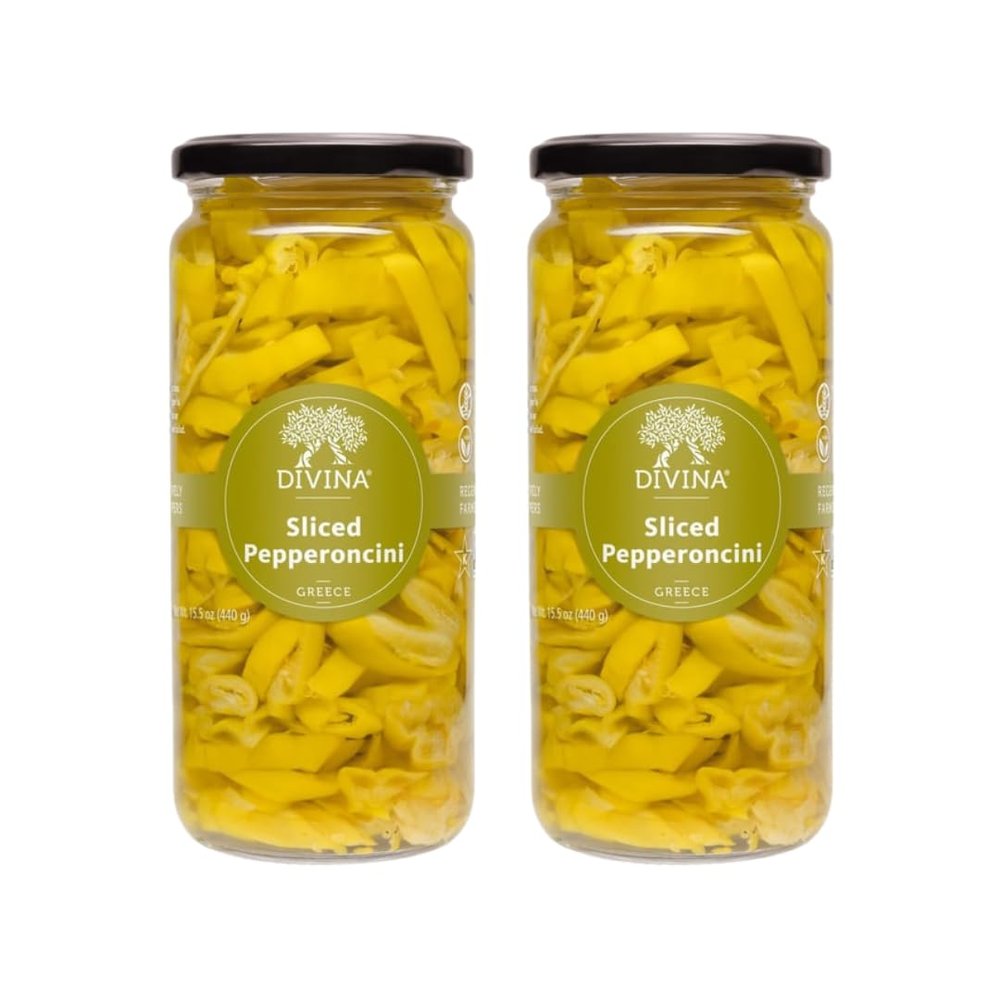 DIVINA Sliced Pepperoncini, 15.5 ounce, (2-Pack)