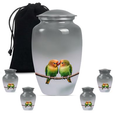 Parrot Urn, Cremation Urns for Human Ashes, Funeral Urns for Ashes Adult, Small Urns Human Ashes, Large Urns for Human Ashes, Burial Urns for Humans (Size - 10inch 1Pcs, 3inch 4Pcs)