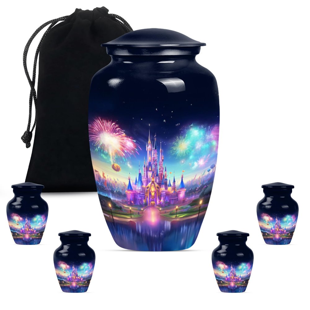 Castle Urn, Urn for Ashes Adult Male, Funeral Urns for Adult Ashes Women, Burial Urns Adult Female, Small Urns for Human Ashes, Small Urn for Ashes Adult Male(Size - 10inch 1Pcs, 3inch 4Pcs)