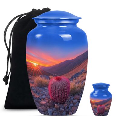 Cactus Urn, Large Urns for Human Ashes, Cremation Urns for Women, Urn for Ashes for Men, Small Keepsake Urn, Ashes Container for Adult Women, (Size - 10inch 1Pcs, 3inch 1Pcs)
