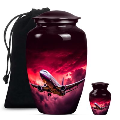 Plane Urn, Cremation Keepsakes Urns, Unique Urns for Human Ashes, Decorative Urns, Keepsake Urns Human Ashes, Urns for Human Ashes Adult Man (Size - 10inch 1Pcs, 3inch 1Pcs)