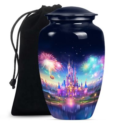 Castle Cremation Urn for Human Ashes Adult Male and Female Large Burial Urn for Human Remains for Men and Women Decorative Funeral Urn for Adult Ashes, Memorial Urns (10 Inch)