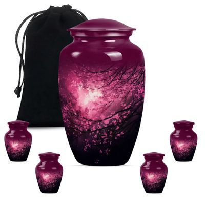 Blossoms Urn, Funeral Urns for Ashes Adult, Burial Urns for Humans, Large Urns for Human Ashes, Cremation Urns for Human Ashes, Small Urns Human Ashes(Size - 10inch 1Pcs, 3inch 4Pcs)