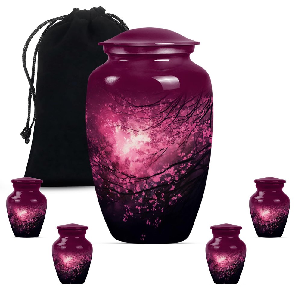 Blossoms Urn, Funeral Urns for Ashes Adult, Burial Urns for Humans, Large Urns for Human Ashes, Cremation Urns for Human Ashes, Small Urns Human Ashes(Size - 10inch 1Pcs, 3inch 4Pcs)