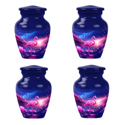Flamingo urn, Small Urns for Human Ashes Keepsake, Urn for Ashes for Women, Urns for Human Ashes Adult Male Dad, Burial Urns for Human Ashes Adult Male, Mini Urns for Ashes(Size - 3inch, 4 Pcs)