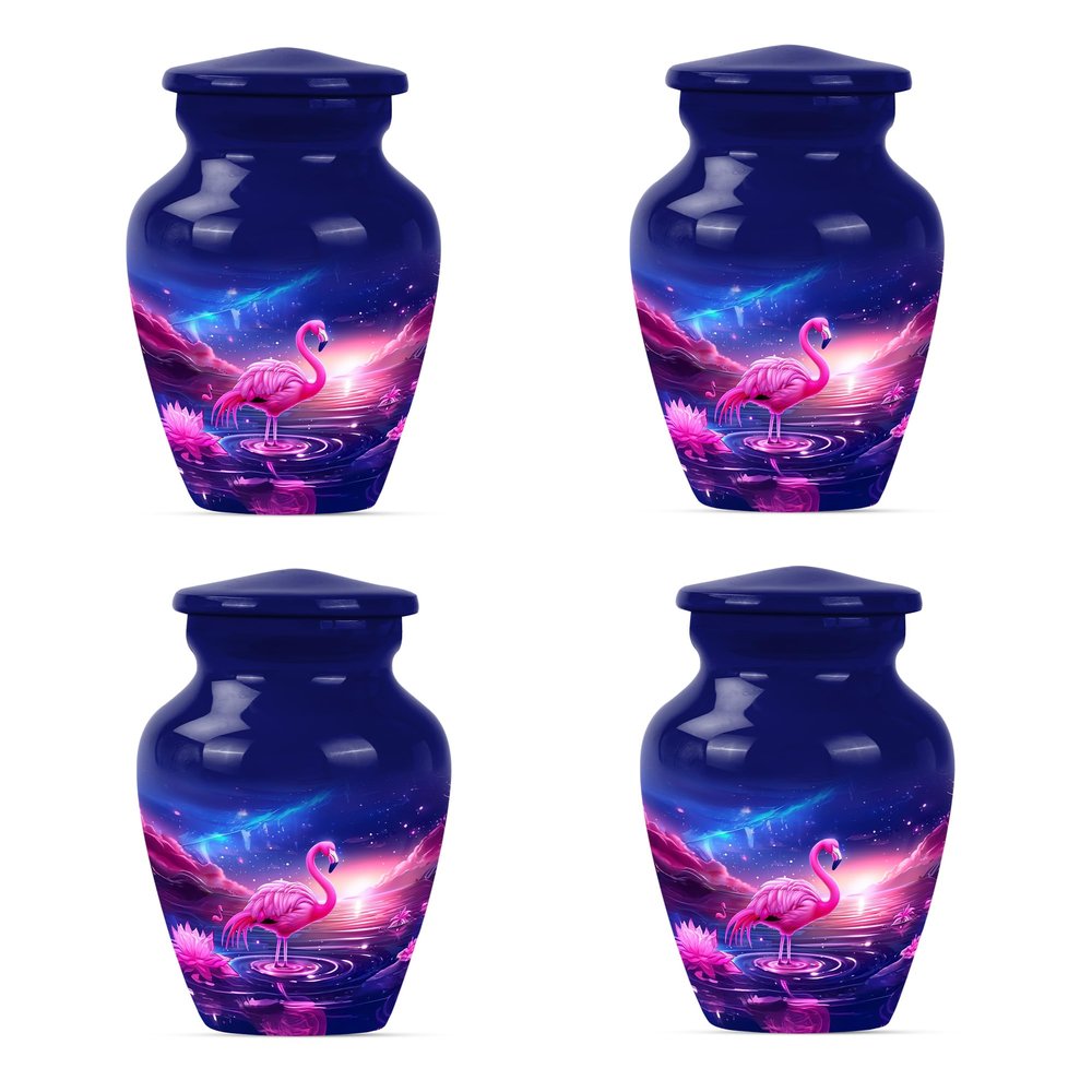 Flamingo urn, Small Urns for Human Ashes Keepsake, Urn for Ashes for Women, Urns for Human Ashes Adult Male Dad, Burial Urns for Human Ashes Adult Male, Mini Urns for Ashes(Size - 3inch, 4 Pcs)