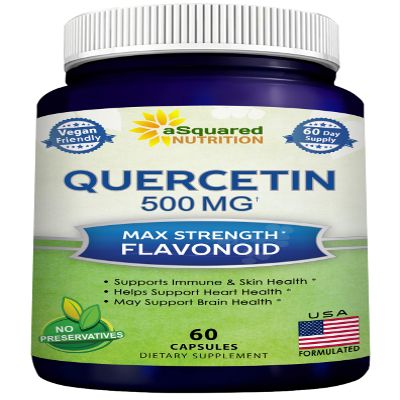 aSquared Nutrition Quercetin 500mg Supplement - 60 Capsules - Quercitin Dihydrate Powder Complex Pills to Support Immune Response & Cardiovascular Health - Pure & Max Strength