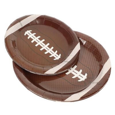 Vaguelly 20pcs Rugby Theme Party Paper Plates Food Storage Snack Dish and Plates for Game Day Celebrations Lightweight and Tear-resistant