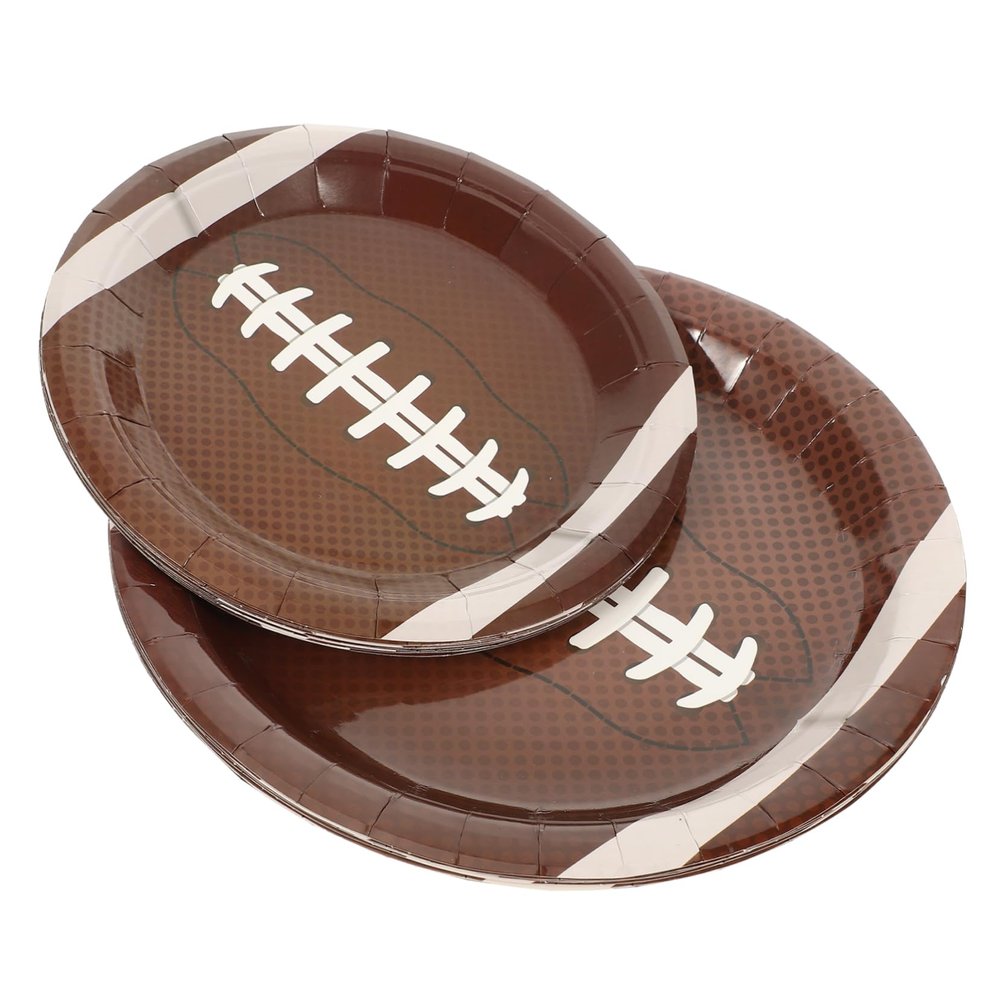 Vaguelly 20pcs Rugby Theme Party Paper Plates Food Storage Snack Dish and Plates for Game Day Celebrations Lightweight and Tear-resistant