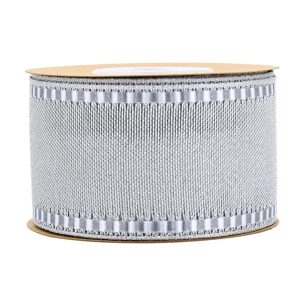 TYLPFH (10m/lot) Yarn-Dyed Metallic Wire Edge Ribbons for Party Home Decorations DIY Bow Supplies Bouquet Wrapping Ribbons Crafts(Silver)
