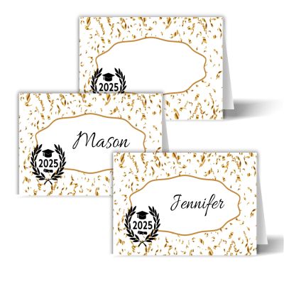 12 Graduation Party, Class of (Your Request) Place Setting or Food Name Tent Cards. Blank, 3.5 x 2 Inch Table Setting Name Tags for Decorations