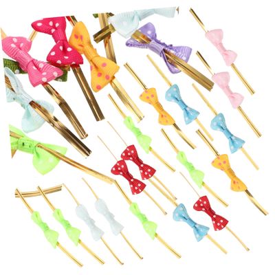 SKISUNO 100pcs Sealable Candy Bags Twist Ties Bows Party Decorations DIY Wrapping Bowknots for Snacks Party Favor