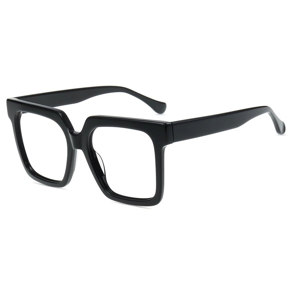 Firmoo Oversized Blue Light Blocking Glasses for Woman/Men, Black Square Frame Computer Gaming & Phone Eyewear Anti Eyestrain, Cathy001