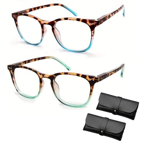 2PCS Zeanaturals Reading Glasses - Women's Sexy Leopard Print Reading Glasses, Anti Blue Light Reading Glasses Women (1.5X,2PCS A)