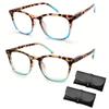 2PCS Zeanaturals Reading Glasses - Women's Sexy Leopard Print Reading Glasses, Anti Blue Light Reading Glasses Women (1.5X,2PCS A) view 1