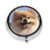 Happy Pomeranian Pill Box 3 Compartment Round Portable Pill Case for Pocket or Purse Pill Holder Weekly Pill Organizer Decorative Metal Medicine Vitamin Organizer Travel Gift view 2