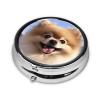 Happy Pomeranian Pill Box 3 Compartment Round Portable Pill Case for Pocket or Purse Pill Holder Weekly Pill Organizer Decorative Metal Medicine Vitamin Organizer Travel Gift view 3