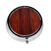 Red Wood Pill Box 3 Compartment Round Portable Pill Case for Pocket or Purse Pill Holder Weekly Pill Organizer Decorative Metal Medicine Vitamin Organizer Travel Gift view 2