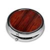 Red Wood Pill Box 3 Compartment Round Portable Pill Case for Pocket or Purse Pill Holder Weekly Pill Organizer Decorative Metal Medicine Vitamin Organizer Travel Gift view 3