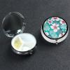 Tropical Hibiscus Flowers Pill Box 3 Compartment Round Portable Pill Case for Pocket or Purse Pill Holder Weekly Pill Organizer Decorative Metal Medicine Vitamin Organizer Travel Gift