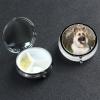 German Shepherd Dog Pill Box 3 Compartment Round Portable Pill Case for Pocket or Purse Pill Holder Weekly Pill Organizer Decorative Metal Medicine Vitamin Organizer Travel Gift view 1