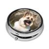 German Shepherd Dog Pill Box 3 Compartment Round Portable Pill Case for Pocket or Purse Pill Holder Weekly Pill Organizer Decorative Metal Medicine Vitamin Organizer Travel Gift view 3