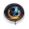 Cool Soccer Ball Pill Box 3 Compartment Round Portable Pill Case for Pocket or Purse Pill Holder Weekly Pill Organizer Decorative Metal Medicine Vitamin Organizer Travel Gift view 2