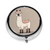 No Drama Llama Pill Box 3 Compartment Round Portable Pill Case for Pocket or Purse Pill Holder Weekly Pill Organizer Decorative Metal Medicine Vitamin Organizer Travel Gift view 2