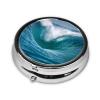 Ocean Wave Pill Box 3 Compartment Round Portable Pill Case for Pocket or Purse Pill Holder Weekly Pill Organizer Decorative Metal Medicine Vitamin Organizer Travel Gift view 3