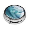Ocean Waves Pill Box 3 Compartment Round Portable Pill Case for Pocket or Purse Pill Holder Weekly Pill Organizer Decorative Metal Medicine Vitamin Organizer Travel Gift view 3
