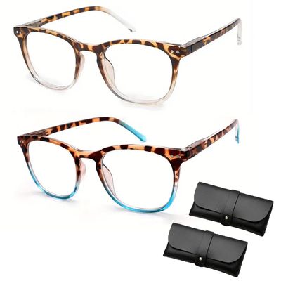 2PCS Zeanaturals Reading Glasses - Women's Sexy Leopard Print Reading Glasses, Anti Blue Light Reading Glasses Women (2.5X,2PCS C)
