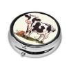 Dairy Cow Pill Box 3 Compartment Round Portable Pill Case for Pocket or Purse Pill Holder Weekly Pill Organizer Decorative Metal Medicine Vitamin Organizer Travel Gift view 3