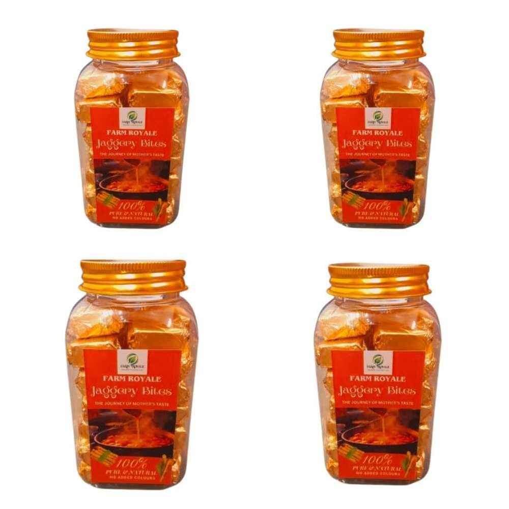 Farm Royale Pure Jaggery Bites| Shudh Desi Gur | Gud | Traditional Whole Jaggery | Authentic Village Taste | Natural & Chemical-Free | Unrefined Sweetener | 250 gm (1 KG)