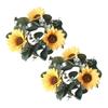 Ciieeo 2pcs Sunflower Eucalyptus Candle Wreaths for Spring Decor Lifelike Floral Centerpieces for Weddings and Home Farmhouse Style Candle Decoration view 1