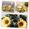 Ciieeo 2pcs Sunflower Eucalyptus Candle Wreaths for Spring Decor Lifelike Floral Centerpieces for Weddings and Home Farmhouse Style Candle Decoration view 3