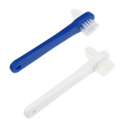 Didiseaon Dual Heads Denture Brush 2-Pack False Teeth Cleaning Toothbrush with Firm Bristles Non-Slip Handle for Effective Denture Care