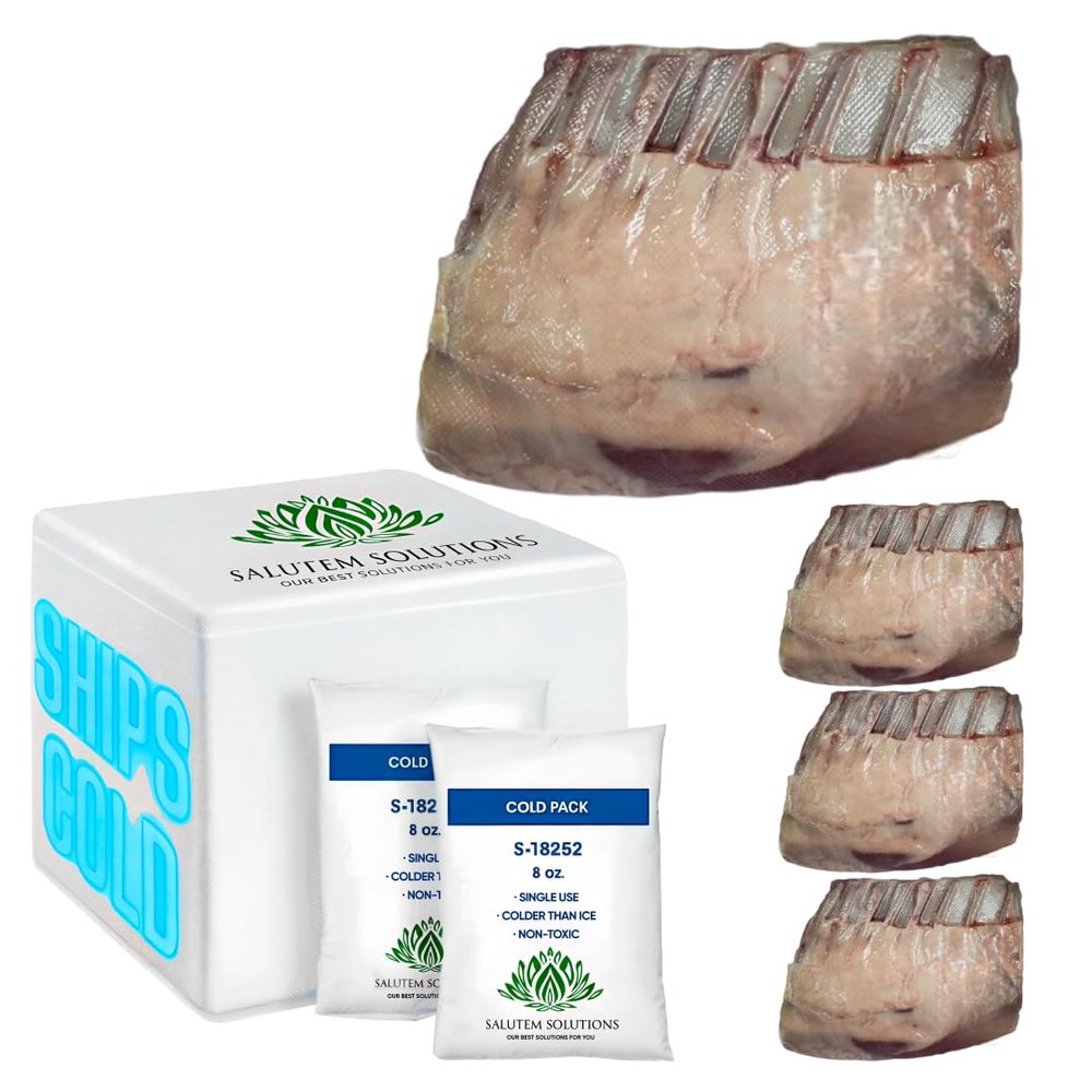 Salutem Vita - Lamb Rib Rack Frenched, 1.5 lbs. (actual weight may vary within 5%) - Pack of 4