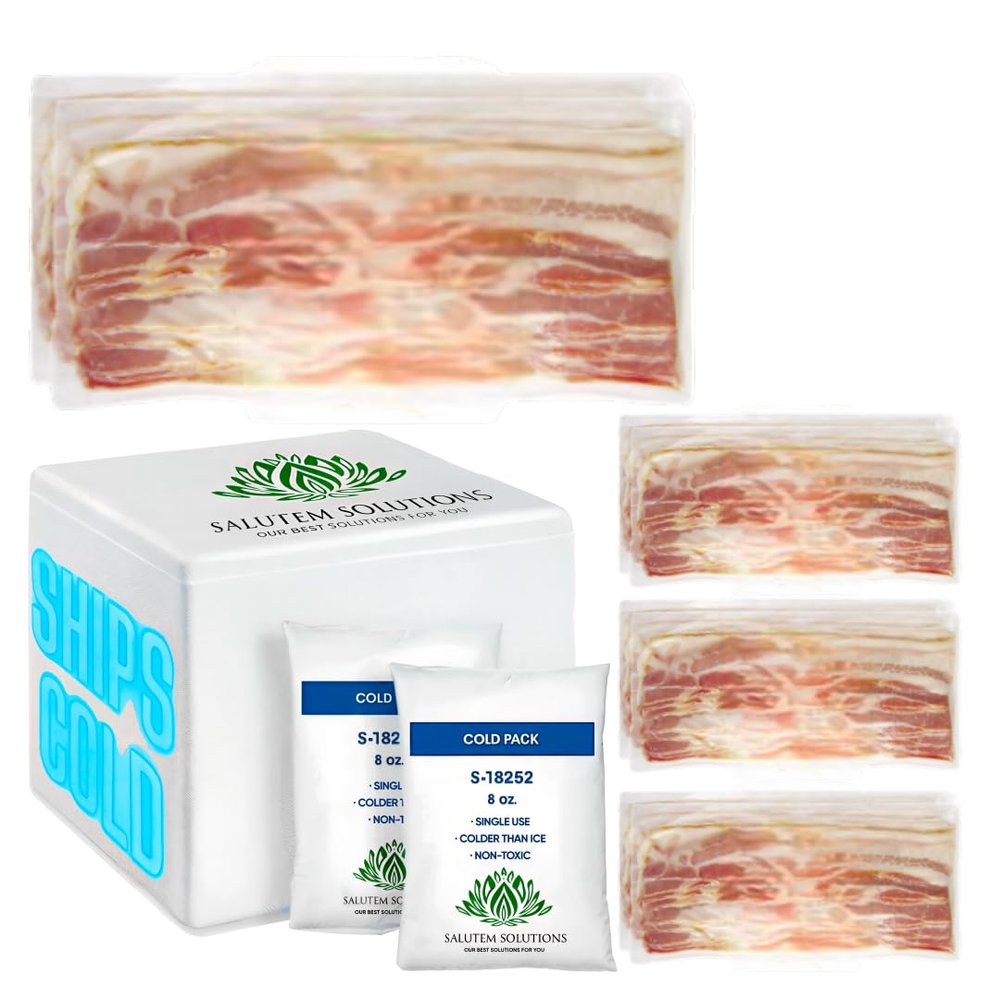Salutem Vita - Natural Hickory Smoked Uncured Sunday Bacon, 1.5 lbs. (actual weight may vary within 5%) - Pack of 4