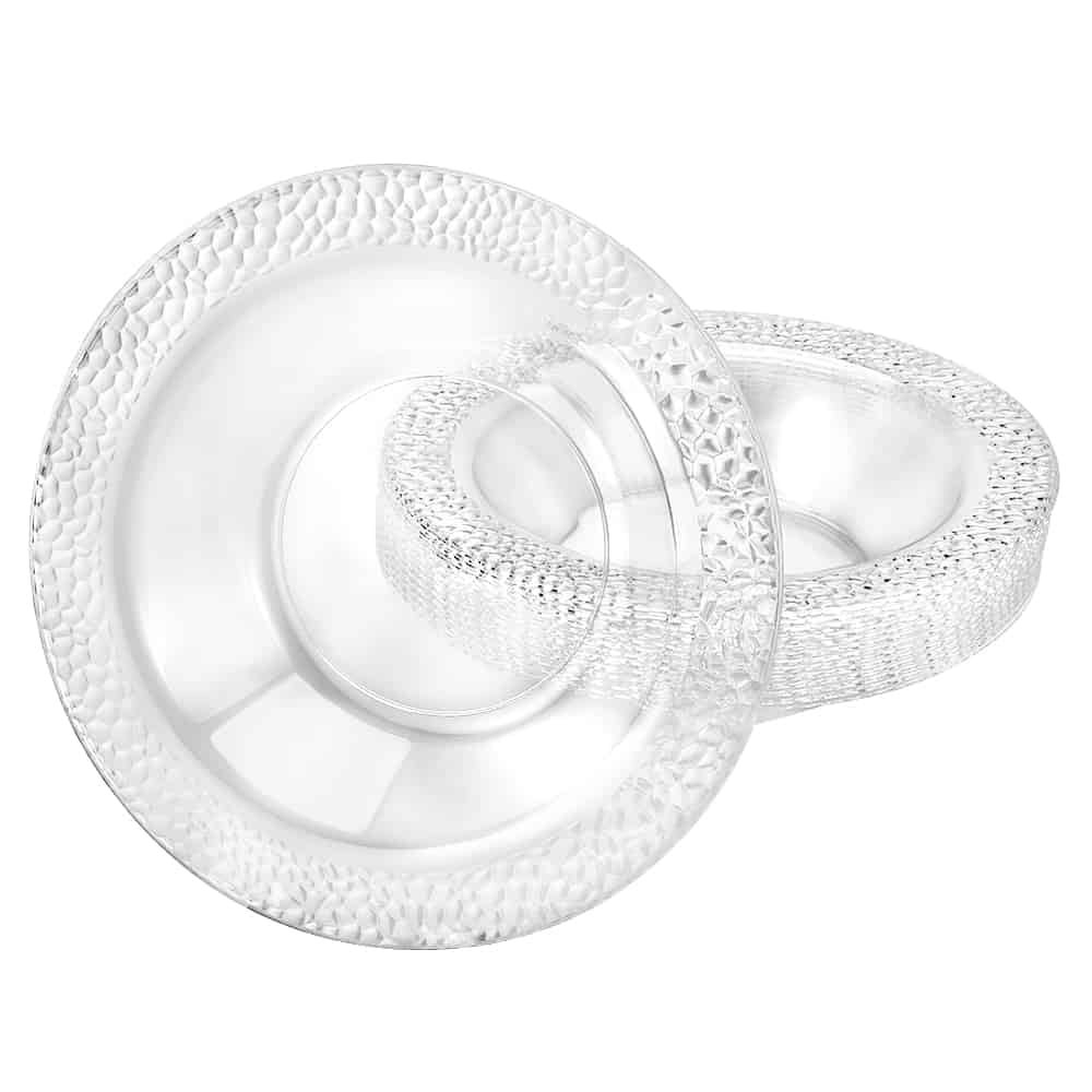 EcoQuality 14oz Clear Round Plastic Plastic Bowl Pebble Design - Elegant Disposable Serving Bowl for Weddings, Parties, and Special Events - Durable, Reusable Tableware - Catering and Buffets (80)