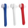 FOYTOKI 3pcs Portable Double-Sided Denture Toothbrush for Adults Hard Bristles Ergonomic Grip Easy Cleaning for False Teeth White Red Blue view 1