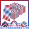 100 Pcs 4th of July Gingham Napkins Disposable - Patriotic Plaid Checkered Paper Napkins - Red White Blue Guest Dinner Napkin for Patriotic Memorial Day Independence Day Veterans Day Party Supplies view 3