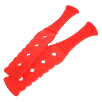 OHPHCALL 2pcs Back Roller for Back Pain Relief Meridian Tapping Stick Massage Tools Stick Massager Red Silicone