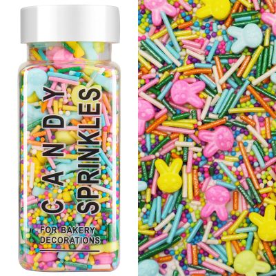 Easter Sprinkles for Cake Decorating, Pastel Spring Sprinkles Mix, Edible Candy Bunny, Jimmies, Nonpareils for Baking, Ice Cream, Cookies, Cupcake Topper